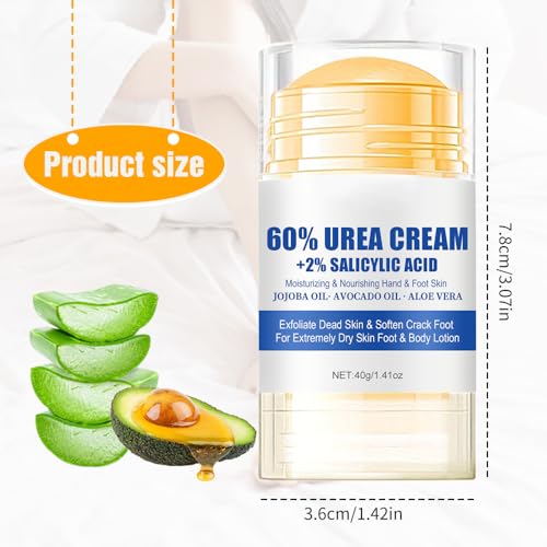 60% Urea Hydrating and Anti-Cracking Foot Cream, Moisturizing Foot Cream to Repairs and Relieves Cracking and Dryness Feet, Foot Lotion Heel Stick Repairs for Hands, Knees, Elbows (1)