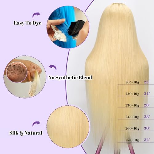 NBRUW 613 5x5 Lace Front Wig Human Hair 200 Density 22 Inch Straight 613 Blonde Wig Human Hair 5x5 200 Density HD Lace Front Closure Wigs Human Hair Blonde Pre Plucked for Women
