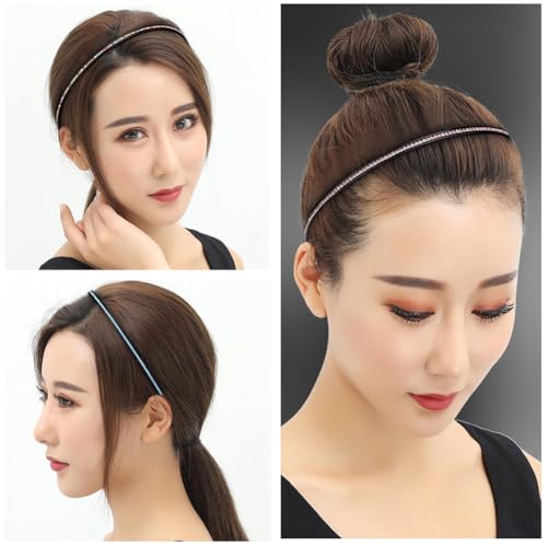 Ruihfas 6Pcs Bling Bling 1 Rows Crystal Rhinestone Headband for Women Girls Thin Hair Hoop Fashion