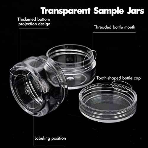 3 Gram Sample Containers With Lids, 50 Count Clear Jars, Empty Lip Balm, Mini Cosmetic With Labels, Makeup Travel, Mini Disposable Spatulas