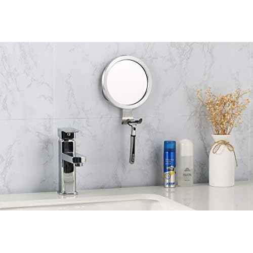 Ettori Shower Mirror Fogless for Shaving with Razor Holder, Powerful Lock Suction Fogless Mirror for Shower