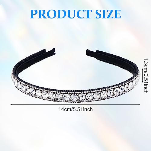 2 Pack Non-Slip Rhinestone Headbands for Women, Sparkling Crystal Hair Bands for Bridal Wedding, Bling Diamond Hair styling Clips Accessories for Girls- Black & White