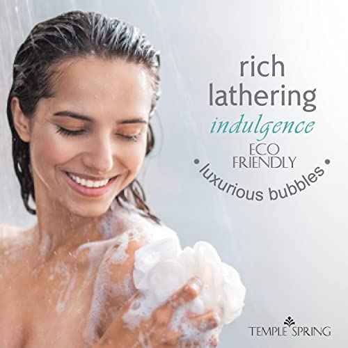 Temple Spring Recycled Luffa Sponge, Bathroom Shower Accessories, Loofa Bath Sponge, Exfoliating Body Scrubber Exfoliator Pouf, Shower Scrubber Puff, Poof, Loofah for Women, Loofah for Men -Ocean Blue