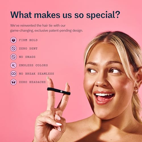 Gimme Beauty Fine Hair Elastic Bands - Slim-Fit Elastic Ties for Fine, Brittle, or Bleached Hair - No-Dent, Gentle-Grip Ponytail Holders for All-Day Comfort - 12 Pack, Black