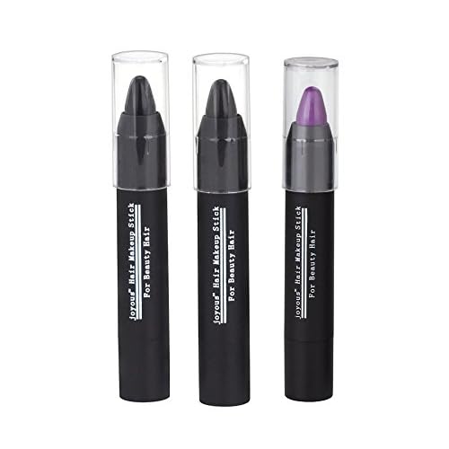 Professional Hair Chalk Temporary Hair Dye Non-toxic Hair Color Crayon Cover White Hair Color Patch (3packs-black-dark Brown-purple)