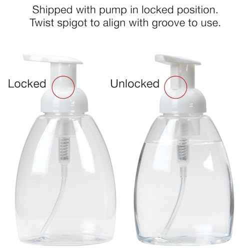 Ginger Lily Farms Foaming Soap Dispenser, Refillable Plastic Pump Bottles for Liquid Hand Soap, 12 oz. Clear Bottle with White Pump, 2-Pack