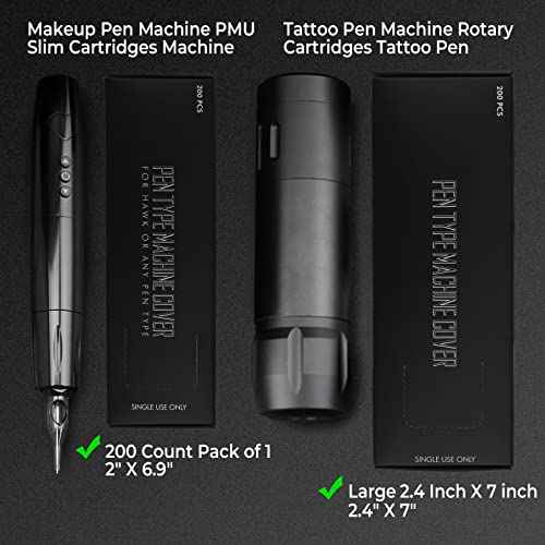 Tattoo Pen Covers - Denergy 200pcs Tattoo Pen Machine Bags Disposable Cartridge Tattoo Machine Sleeves Bags Pen Type Covers Bag Tattoo Grip Sleeve (Large£¨2.4 inch X 7 inch£©)