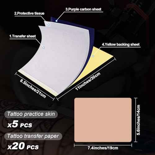 Tattoo Practice Skins 3MM with Transfer Paper - Autdor 25Pcs Thick Fake Skin and Stencil Paper Kit Includes 20Pcs Tattoo Papers and 5Pcs Double Sided Blank Tattoos Skin Practice 3mm