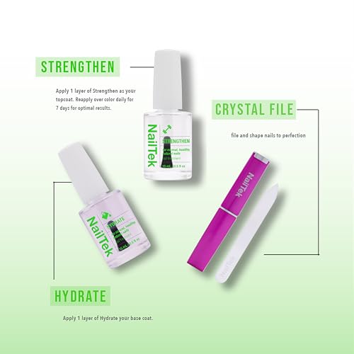 Nail Tek Nutrition Kit ? Nail Strengthener and Growth Polish Treatment with Mini Crystal File, Nail-Repair for Damaged Nails, 2 x 0.5 fl oz