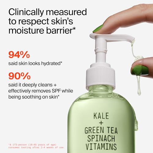 Youth To The People Superfood Facial Cleanser - Kale + Green Tea Daily Face Wash, Gentle Makeup Remover, with Soothing Antioxidants for Glowing Skin, pH Balance, Refillable