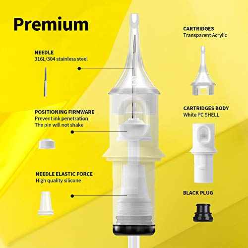 Hawink 9RL Tattoo Needles Cartridge #10 Bugpin 9 Round Liner X-Taper 16PCS with Membrane Professional Disposable Finger Ledge Cartridges EN05S-FG-16-1009RL