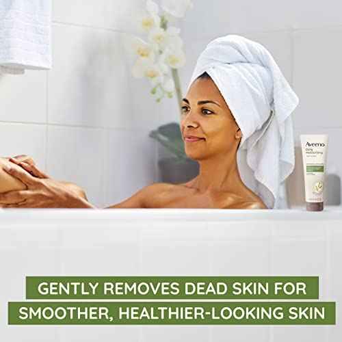 Aveeno Daily Moisturizing Body Scrub, Exfoliating Body Wash for Smoother, Healthier Looking Skin, Soothing Prebiotic Oat Formula, Sulfate-Free, Soap-Free & Dye-Free, 8 oz