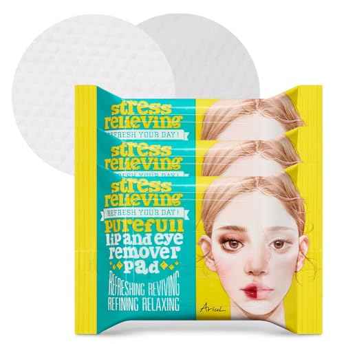 Ariul Stress Relieving Purefull Lip & Eye Remover Pads ? Gently Removes Stubborn Makeup, Hydrating & Soothing Formula, Korean Skin Care with Natural Ingredients, 30 Counts x 3 Packs