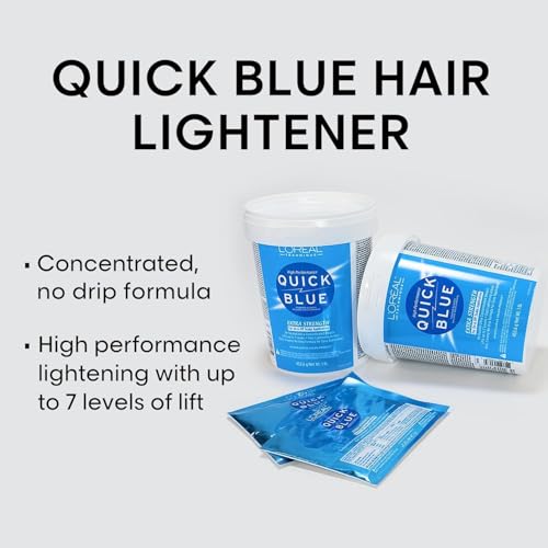 L'OREAL TECHNIQUE Quick Blue High Performance Bleach | Professional Hair Bleaching Powder | No Drip Formula | Extra Strength Lightening Action Lifts Up To 7 Levels | Single Application | 1 Pound