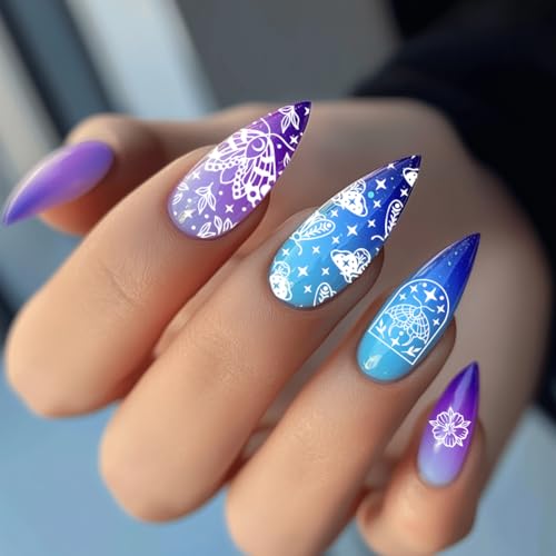 PH PandaHall 3pcs Tarot Nail Art Stamping Plate, 63 Pattern Fantasy Moth Nail Stamper Fantasy Elements Nail Stamping Plate Print Nail Stencils Stainless Steel Nail Image Plates for Nail Art Design