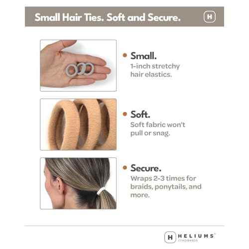 Heliums Small Soft Hair Ties - Blonde - 1 Inch Mini Nylon Bands, No Damage Ponytail Holders for Kids, Braids, and Thin Hair - 30 Count