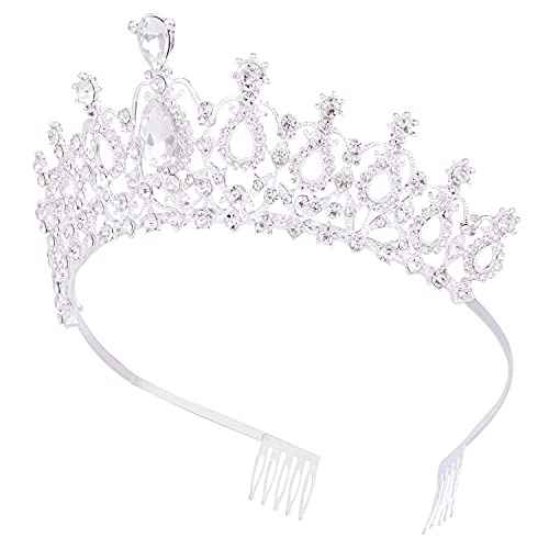 Crystal Tiaras and Crowns for Women Queen Silver Rhinestone Hair Jewelry Decor for Princess Ladies Flower Girls Bridal Bride Birthday Pageant Wedding Prom Halloween Costume Party with Combs