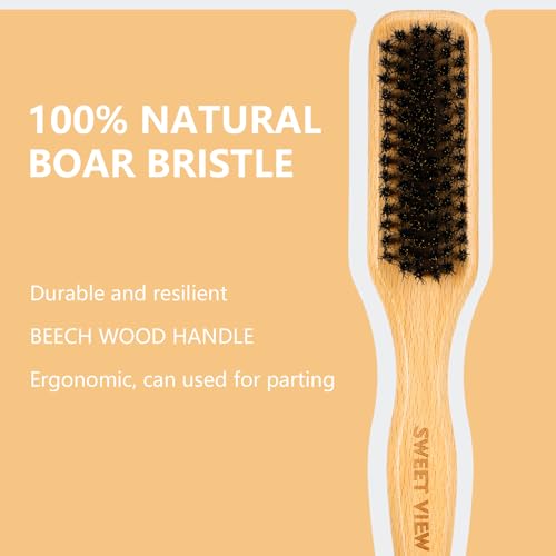 Boar Bristle Slick Back Hair Brush & Hair Wax Stick for Smooth Flyaways, Frizz, Sleek Ponytail, Buns and Edge Baby Hair, Styling Accessories for Girls, Kids and Women