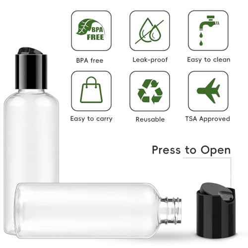 TUZAZO 10 Pack 3.4 oz Clear Travel Bottles for Toiletries TSA Approved Leakproof Travel Size Containers Empty Small Plastic Shampoo Lotion Bottles with Labels