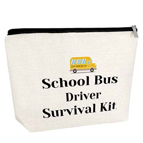Thank You Gift for School Bus Driver Makeup Bag Appreciation School Bus Driver Gift for Woman Birthday Retirement Thanksgiving Christmas New Year Gift End of Term Gift for Her Bus Driver