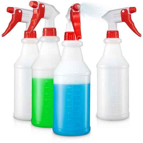 SUPER+ 4 Pack Plastic Spray Bottles 24 OZ ? Leak Proof, Adjustable Nozzle, Empty Spray Bottles For Cleaning Solutions, Plants, Pet, Or Diy Spray Bottle (4)