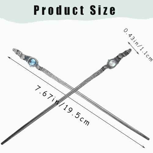 6 PCS Moonstone Hair Sticks Shinny Moonstone Metal Hairpins Vintage Chinese Style Hair Chopsticks for Women Girls Long Hair Elegant Hair Accessories