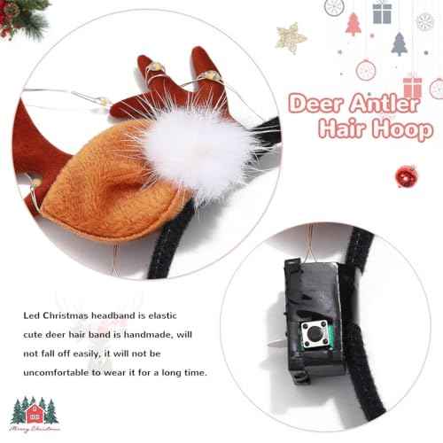 BARTOSI LED Christmas Headbands Deer Headband Deer Antler Hair Band Cute Antlers Hair Hoop Headpiece Hair Accessories