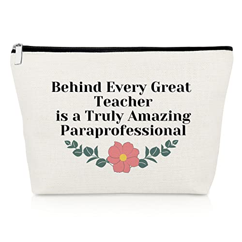 Paraeducator Appreciation Gift for Women Makeup Bag Paraprofessional Gift Thank You Gift for Para Teacher Assistant Birthday Gift Cosmetic Bag Retirement Gift Teacher Day Gift Travel Cosmetic Pouch
