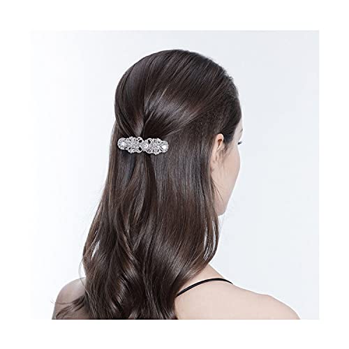 EVER FAITH Silver-Tone Austrian Crystal CZ Art Deco Flower Tear Drop Hair Barrette Clip Clear