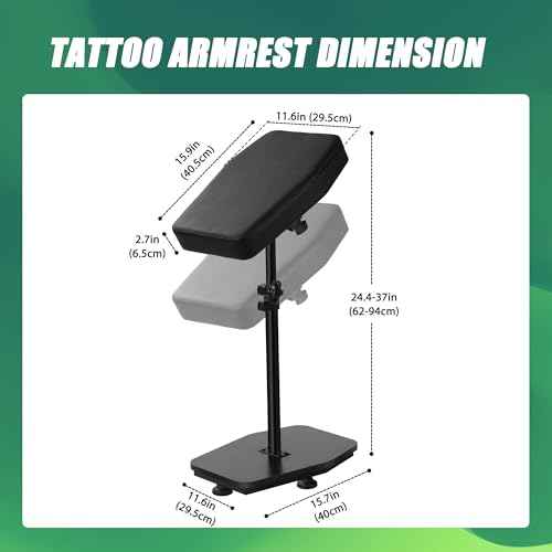Black Tattoo Armrest Stand Adjustable Height, Professional Design and Sturdy Base