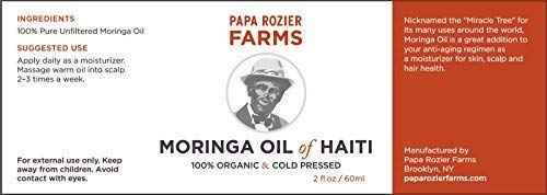 Papa Rozier Farms Moringa Oil of Haiti 2oz - Grown On Our Farms, Crushed In Our Farmhouse in Brooklyn - Undiluted, Cold Pressed, And Unrefined For Hair, Skin, Eyelashes, Eyebrows & Nails - from