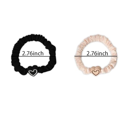 Heart Elastic Hair Ties for Women Girls Heart Hair Scrunchies Non Slip Ponytail Holders Satin Heart Shaped Scrunchie for Women Heart Hair Accessories Elastic Hair Band 5 Pcs