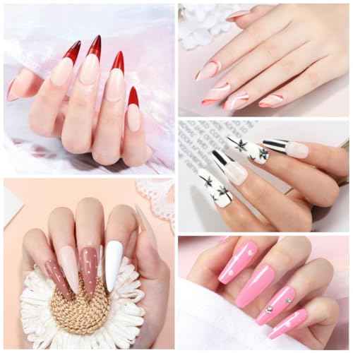 PEACECOLOR Gel Nail Polish Kit with U V Light, 5 Colors Gel Polish Kit All Seasons Soak Off with Base Top Coat 50PCS Nail Tips Nail Art Stickers Glue Manicure Tools Gifts for Women Salon DIY