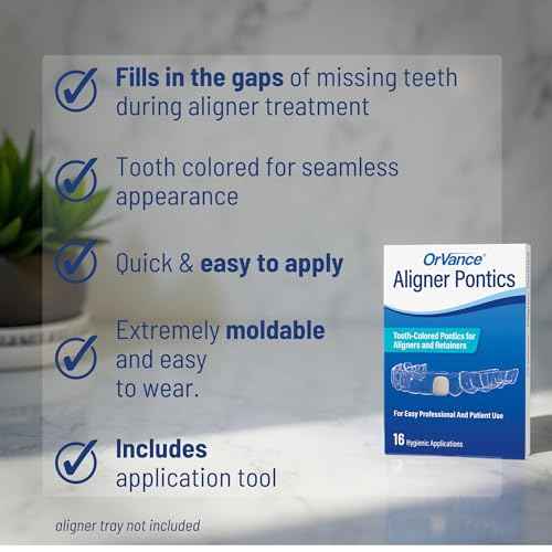 OrVance Aligner Pontics - Original (Medium) Shade (16 Count) | Temporary Tooth Replacement for Invisalign, Aligner Trays and Clear Retainers During Orthodontic Treatment