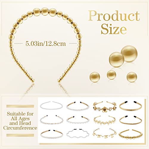 12 Pcs Pearls Headband Rhinestones Hairbands Faux Pearl White Bridal Headband Gold Alloy Flower Head Band Metallic Butterfly Hair Hoop Wedding Hair Accessories for Women, 12 Styles