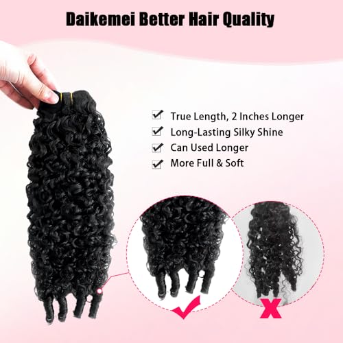 Burmese Curly Bundles Human Hair 16 18 20 Inches 3C4A Water Wave Quick Weave with Spiral Curly End 100% Unprocessed Kinky Curly Human Bundles in Hair Extensions Natural Black
