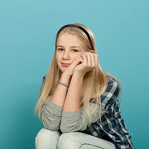 36 Pcs Black Plastic Headbands with Teeth Comb for Women Girls,9mm Hard Plain Thin Hair Bands DIY Accessories for Lady,Sold