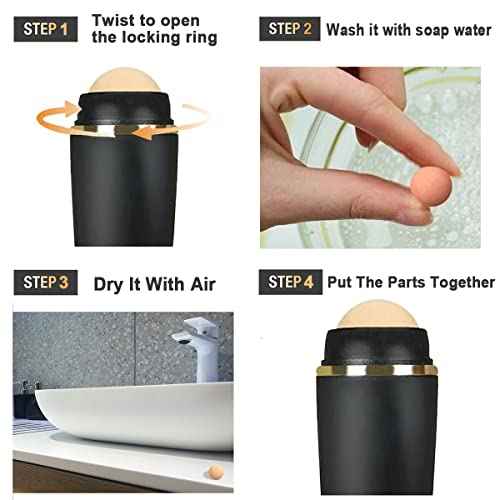 2 PCS Oil-absorbing Volcanic Face Roller Oil Control On The Go Oil Absorbing Volcanic Face Roller Facial Oil Blotting Tool Portable Reusable Instant Results Remove Excess Shine for Oily Skin