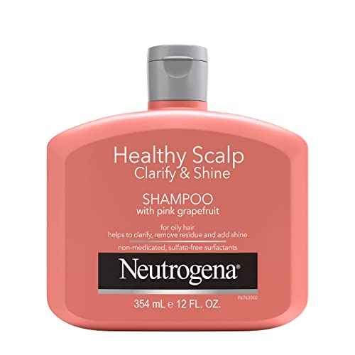 Neutrogena Exfoliating Healthy Scalp Clarifying Shampoo for Oily Hair & Scalp, Pink Grapefruit pH-Balanced Anti-Residue Formula Adds Shine, Sulfate, Paraben & Phthalate-Free, Color-Safe, 12 Fl Oz