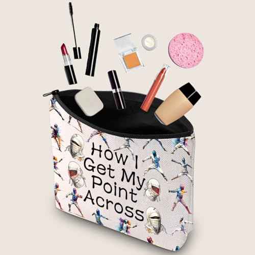 JXGZSO Funny Fencing Cosmetic Bag How I Get My Point Across Makeup Pouch Fencing Sport Gift Fencer Gift (How I Get My Point Across Bag)