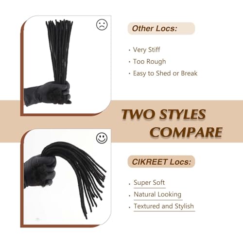 Dreads Extensions Human Hair Loc Extensions for Men Women Dreadlock Extensions Real Human Hair Locs Extension Natural Black Full Handmade Permanent Locs Hair Extensions (0.6cm 1B 10 Inch 60 Strands)