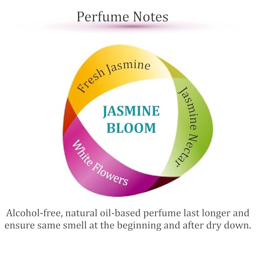 Zoha Jasmine Bloom - Jasmine Perfume for Women and Men, Alcohol Free Perfume Oil Roll On, Natural Clean Travel Size Parfum, 6ml Roller