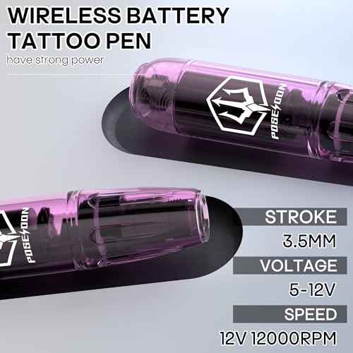 POSEIDON Tattoo Kit Tattoo Gun Kit, Tattoo Pen Kit with 2PCS 1400mAh Power Supply and 11 Tattoo Inks, Tattoo Machine Kit with 20pcs Tattoo Needles for Beginers