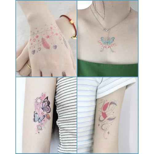 20 Sheets Glow In The Dark Butterfly Temporary Tattoos for Women Girls, Luminous Flower Butterflies Wings Kids Fake Tattoo Stickers Art Makeup Waterproof for Face Body Arm Party Favors