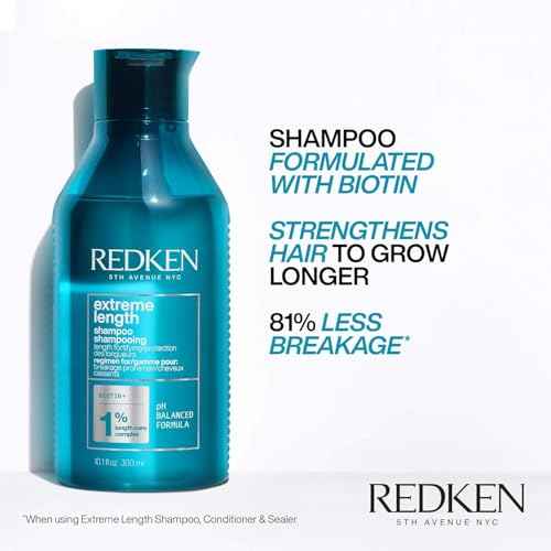 Redken Extreme Length Biotin Shampoo For Longer Hair ? Promotes Healthy Hair Growth, Strengthens Damaged Hair, Prevents Hair Breakage, Infused With Biotin ?