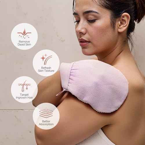 LOTTA Dual-Sided Exfoliating Gloves - Natural Viscose & Sisal for Deep Body Scrub & Massage - Gentle for Sensitive Skin - Replaces Loofah (Purple-Medium)