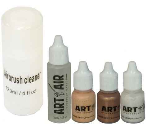 Art of Air MEDIUM Complexion Professional Airbrush Cosmetic Makeup System / 4pc Foundation Set with Blush, Bronzer, Shimmer and Primer Makeup Airbrush Kit