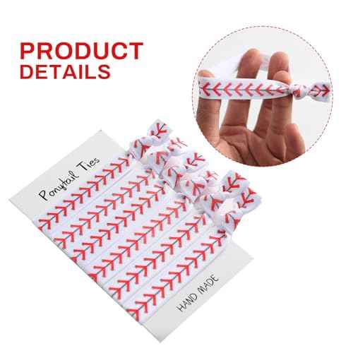 2PC Baseball Hair Bow Clips with 6PC Baseball Hair Ties for Women Girls Cheer Hair Accessories