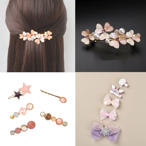 Hair Accessories Kits for Girls, Hair Set for Girls Including Gift Box/Hair Clips/Hair Barrettes/Hair Ties/Hair Bows, Little Girls Teen Girl Birthday Gifts Age 4-15 (Crystal with Case)