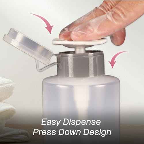 9oz Gray with Word Imprint Push Down Pump Dispenser Empty Refillerable Bottle with Flip Top Cap - for Nail Polish, Travel, Cosmetics Packaging